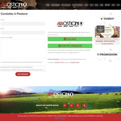 Schermata del Sito Web responsive della piattaforma Arrosticini d'Abruzzo scrivi al pastore