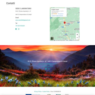 Screencapture della sezione contatti nella galleria del sito web Sottoterra