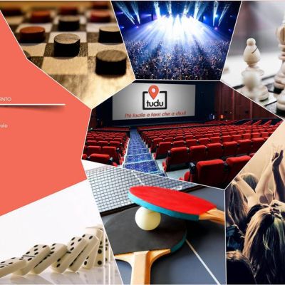 Brochure TUDU con cinema, dama, scacchi, concerto, ping pong e domino