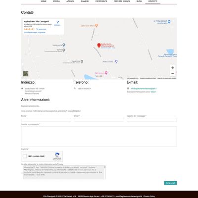Pagina Contatti del sito internet di Agriturismo Villa Cascignoli di Roseto degli Abruzzi