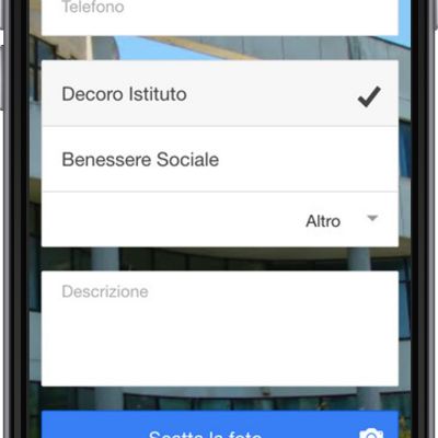 Schermata home segnalazioni della Mobile App eSchool Curie per il Liceo Scientifico di Giulianova