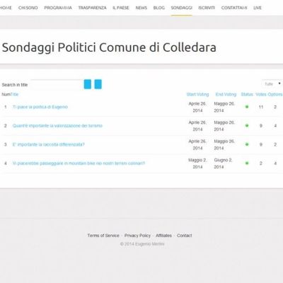 Pagina sondaggi del Sito Web di Eugenio Merlini per Colledara