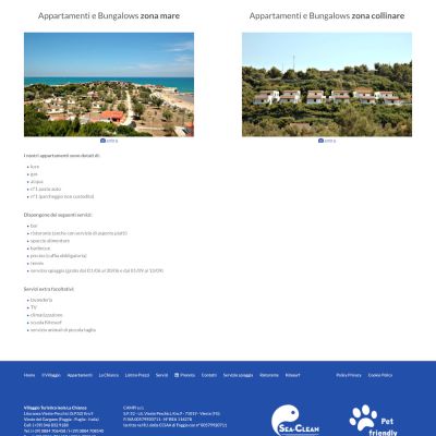 Pagina Appartamenti del sito internet di Isola La Chianca