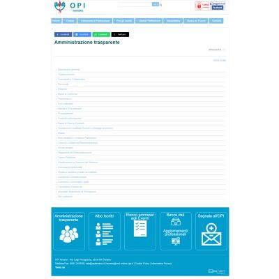 Pagina Amministrazione Trasparente del sito internet di OPI Teramo