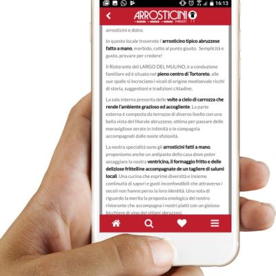 Descrizione della scheda locale nell'App Mobile Arrosticini d'Abruzzo