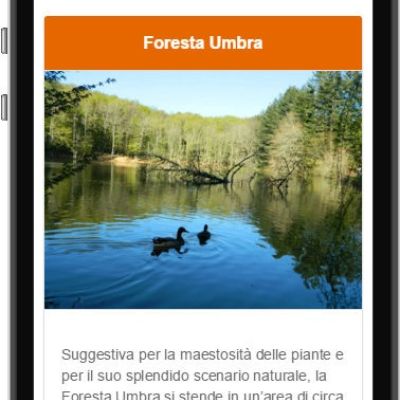 Schermata dell'app InGargano dedicata alla Foresta Umbra