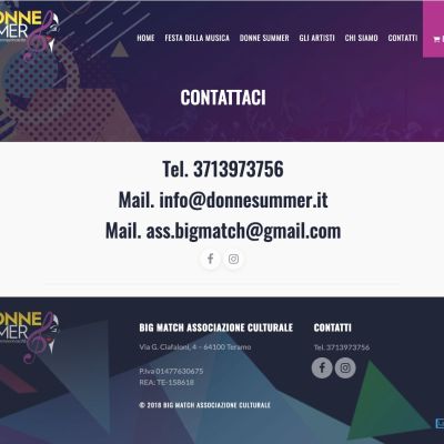 Pagina Contatti del sito internet di Donne Summer