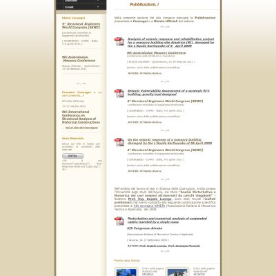 Pagina Pubblicazioni del sito web di Andrea Di Mattia Ingegnere Civile