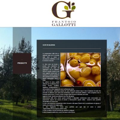 Pagina Prodotti del sito internet di Frantoio Gallotti