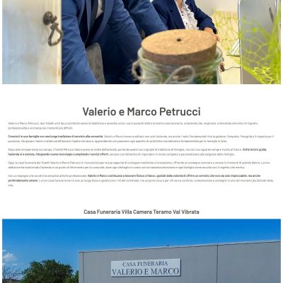 Pagina chi siamo del Sito Web Casa Funeraria Valerio e Marco
