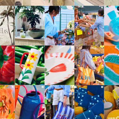 Feed Instagram Bruco con accessori colorati per l'estate, il mare e il tempo libero
