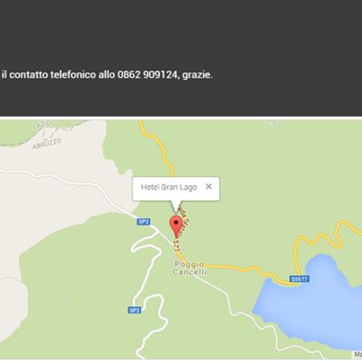 Pagina Contatti del sito internet dell'Hotel Gran Lago di Campotosto