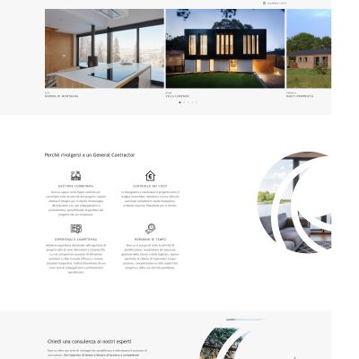 Pagina lavori del Sito Web DOM-US con portfolio progetti edili