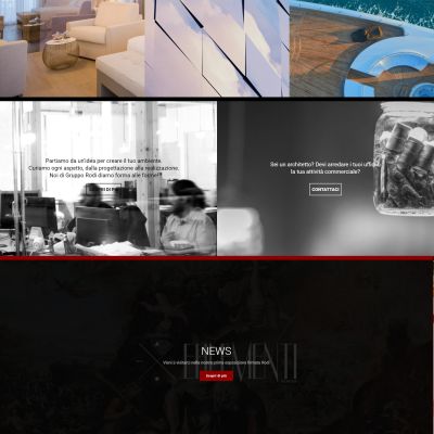 Homepage del sito web Gruppo Rodi con progetti di interior design