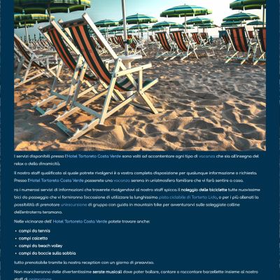 Pagina Servizi del sito internet dell'Hotel Costa Verde di Tortoreto