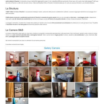 Pagina Bed and Breakfast del sito internet de Il Corsaro di Peschici