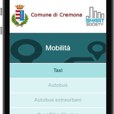 Schermata mobilità dell'App del Comune di Cremona