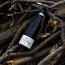 Bottiglia vino Tenuta Trium tra tralci di vite Notaresco Teramo