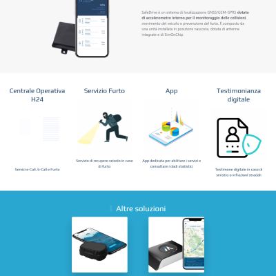 Pagina prodotto Safe Drive del Sito Web Infomobility