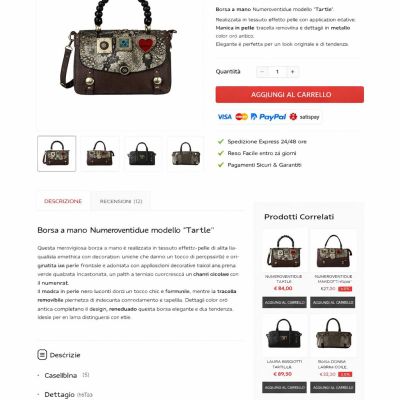 Scheda prodotto del sito internet di Creations Shop Bags pelletteria e accessori di Vieste
