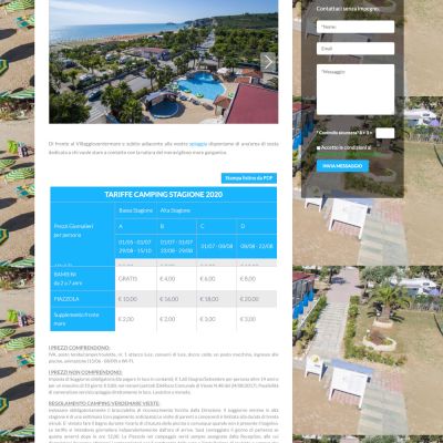 Pagina Camping del sito internet di Vi0llaggio Verdemare