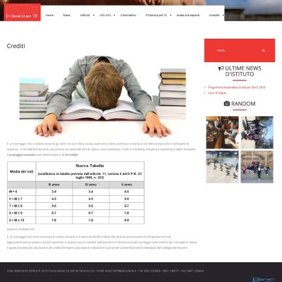 Pagina Crediti del sito internet de Il Classico Per Te del Liceo Classico Melchiorre Delfico