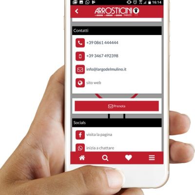 Contatti della scheda attività nell'App Mobile Arrosticini d'Abruzzo