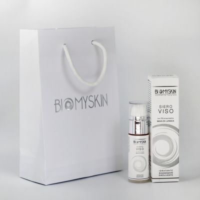 Shopper Biomyskin accanto alla confezione del siero viso