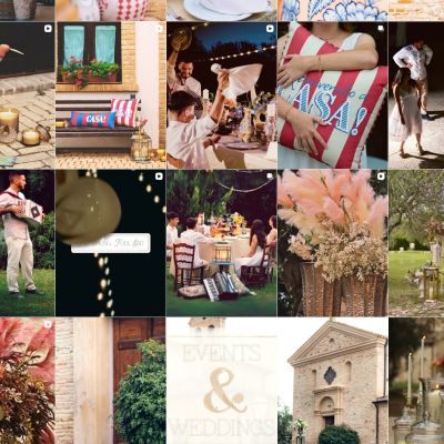 Feed Instagram Bruco con allestimenti per eventi, cerimonie e spazi all'aperto
