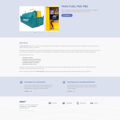 Pagina prodotto Tanx Fuel P55 P80 del Sito Web ItalTanx