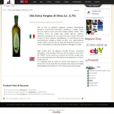 Pagina Olio del sito internet di Cantine Torri di Torano Nuovo