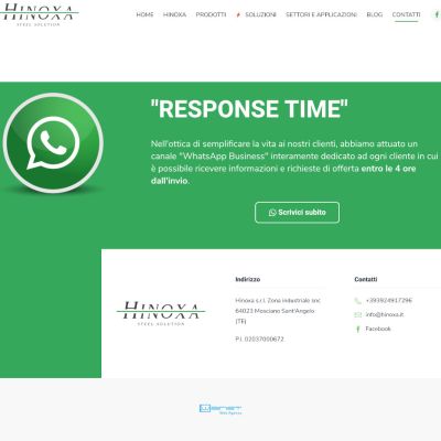 Pagina contatti del Sito Web Hinoxa