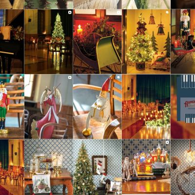 Feed Instagram Bruco con vetrine, alberi e allestimenti natalizi