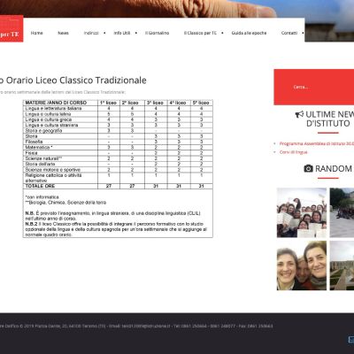 Pagina Quadro Orario del sito internet de Il Classico Per Te del Liceo Classico Melchiorre Delfico