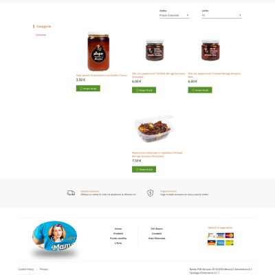 Pagina prodotti del Sito Web E-Commerce Mamagio