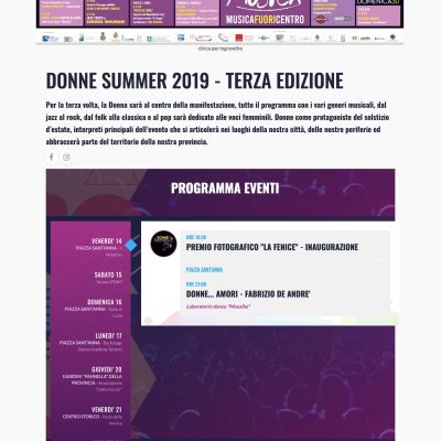 Pagina Terza Edizione del sito internet di Donne Summer