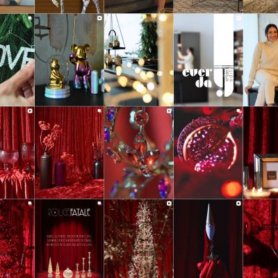 Feed Instagram Bruco con decorazioni natalizie nei toni del rosso