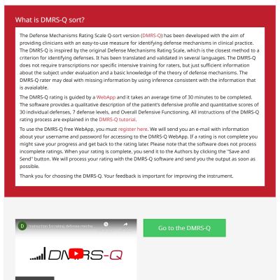 Home Page del sito web di DMRS-Q Sort