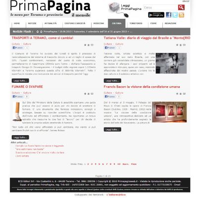Pagina Cultura del sito internet di Prima Pagina