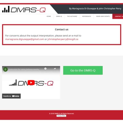 Pagina Contatti del sito web di DMRS-Q Sort