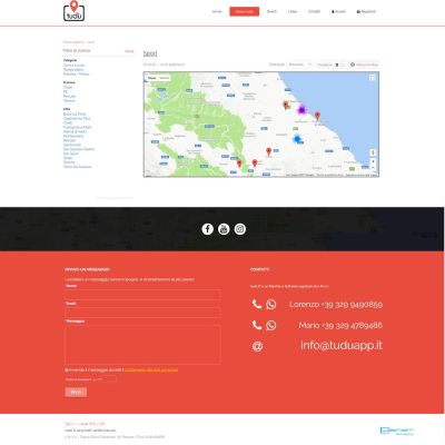 Pagina vista mappa della piattaforma TUDU per attività in Abruzzo