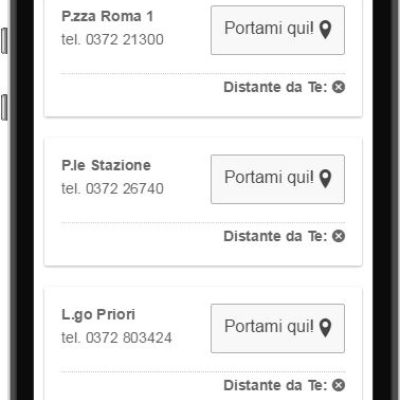 Schermata ricerca taxi dell'App del Comune di Cremona
