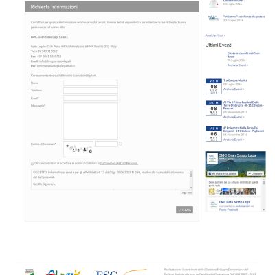Pagina Contatti del sito internet di DMC Gran Sasso Laga