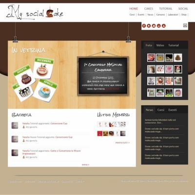 Pagina home del Sito Web MySocialCake, il primo social network sui dolci