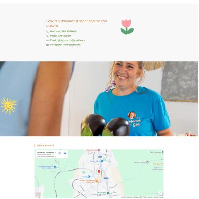 Pagina contatti del Sito Web E-Commerce Mamagio