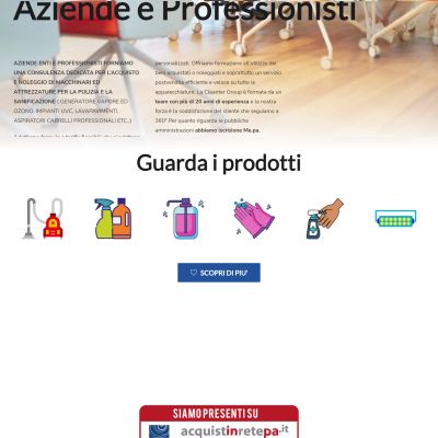 Pagina Servizi per Aziende del sito internet di Cleanter