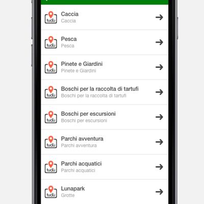 Elenco attività categoria avventura della Mobile App TUDU Abruzzo
