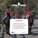 Grafica Team Horse per la Giornata della donna con gruppo a cavallo