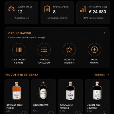 Schermata Home dell'App Scuppoz dedicata ai fornitori Abruzzo