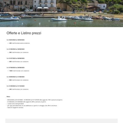 Pagina Listino Prezzi del sito internet de Il Corsaro di Peschici